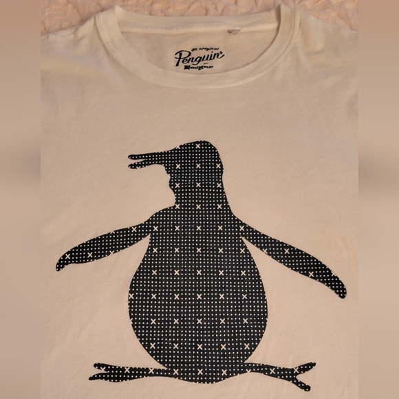 Original Penguin White T-shirt Blue with White Polka Dots - Picture 2 of 5